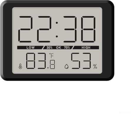 zeroupshop Mini-Digitaluhr mit Magnetbefestigung, mit Zeit-, Temperatur- und Luftfeuchtigkeitsmessungen Kühlschrankuhr Multifunktionale(schwarz)