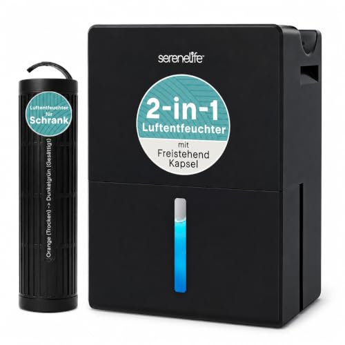 SereneLife Deumidificatore 2-in-1 Silenzioso, 2,5 L Serbatoio, Controllo Umidità Intelligente per Deumidificatore Casa, Camera, Bagno, Cantina e Armadio