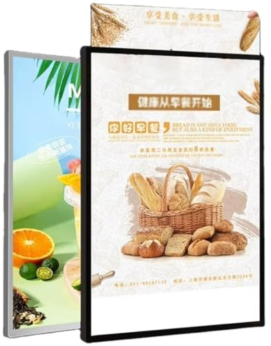 LED-Plakatrahmen, LED-Leuchtkasten, ultradünner Wandwerberahmen mit Adapter, beleuchteter Schilderrahmen aus gehärtetem Glas, hinterleuchtete Menütafel für Restaurants(Black,60 * 80cm)