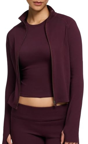 creamy fabrics Damen Cotton Body Fitted Zipper Jacke – Slim Fit Loungewear Jacke aus Baumwolle für Alltag, Reisen und entspannte Tage zuhause