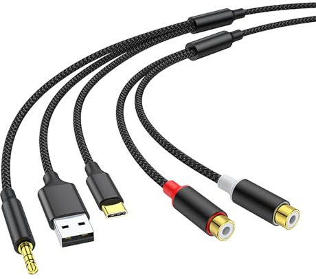 Nucelit Cavo audio USB TypeC da 3,5 mm a 2 RCA femmina con ingresso multiplo, per smartphone e tablet a sistemi audio e amplificatori