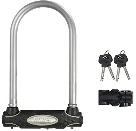 MASTER LOCK Candado Bicicleta U, Llave, Soporte de Transporte, Antirrobo Certificado, Plateado 8195EURDPROCOLS, para Bicicleta, Bicicleta Electrica, Bicicleta Montaña