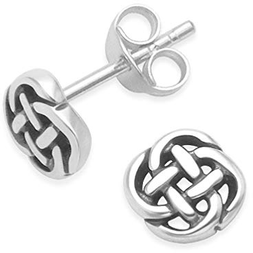 Heather Needham Sterling Silver Celtic Earrings - SIZE: 7mm (1/4 inch) Gift Boxed Celtic stud earrings. 5426