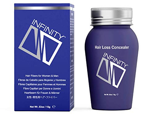 INFINITY Hair Fibers Dark Brown for Thinning Hair for Women & Men - 100% Undetectable Hair Building Fiber Powder - Conceal Hair Loss in 15 Seconds, 15g