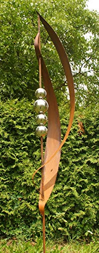 Gartendeko Stecker Stab Edelrost Garten Edelstahlkugeln Glanz Wetterfest Outdoor Handgefertigt