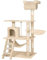 tectake® arbol rascador para Gatos, sisal Resistente, casa Gatos, 1 Nido Giratorio, Hamaca, Sistema antivuelco, Poste rascador Gatos, Cama de Gato, Juguetes para Gatos - 141 cm Alto Beige