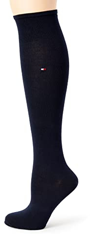 Tommy Hilfiger Damen Matt Fein Kniestrümpfe TH WOMEN 98% COTTON KNEEHIGH 1P 443030001, Gr. 39/42, Blau (Midnight Blue 563)