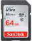 SanDisk Ultra SDXC Memory Card Up to 80 MB/s, Class 10, U1, 64 GB, Black/Grey
