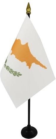 AZ FLAG - Tischflagge Zypern - 15x10 cm Goldene Splitze - Zypriotische Tischfahne 10 x 15 Cm - Flaggen