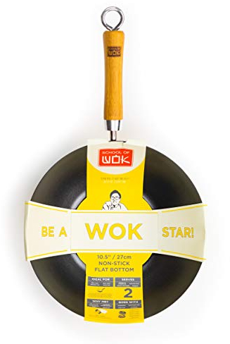 école de Wok Anti-adhésif Wok Star Wok en Acier Carbone, Argent, 26,7 cm