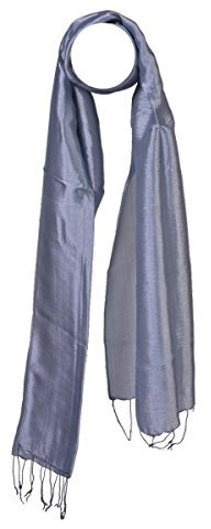 YSS Seidenschal 1 A Qualität Made in Thailand Einfarbig (30x163cm, Anthrazitgrau)