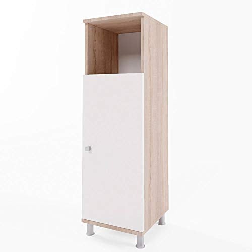 Vicco Midischrank Fynn, Badmöbel, Sonoma/Weiß, 30 x 95 cm