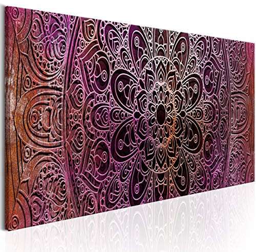 decomonkey Bilder Mandala 150x50 cm 1 Teilig Leinwandbilder Bild auf Leinwand Vlies Wandbild Kunstdruck Wanddeko Wand Wohnzimmer Wanddekoration Deko Zen Orient rosa violett