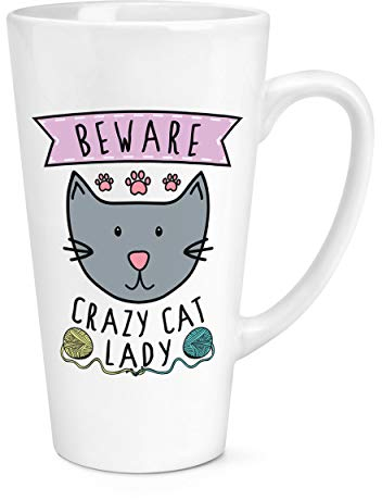 Beware Crazy Cat Lady 17oz Large Latte Mug Cup