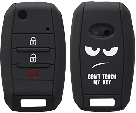 kwmobile Autoschlüssel Hülle kompatibel mit Kia 3-4-Tasten Autoschlüssel Hülle - Schlüsselhülle Don't Touch My Key Weiß Schwarz