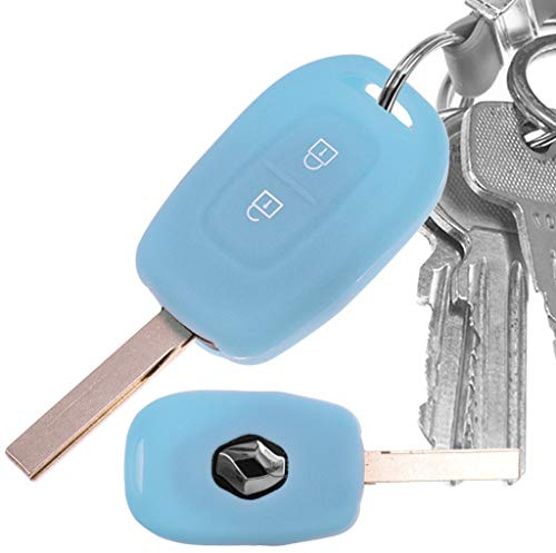 Auto Schlüssel Hülle Silikon Schutz Cover Fluoreszierend Blau für Renault Kangoo Twingo Wind Modus Clio Fluence