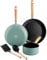 GreenPan Mayflower Pots and Pans Set, 5 Piece, PFAS Free, Blue