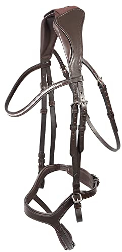PFIFF 102690 Trensenzaum Kadira, anatomisch, gepolstert, Reithalfter Lederhalfter, Braun, Full/Warmblut