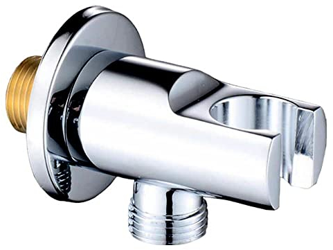 Solid Brass Wall Mount Handheld Shower Bracket Holder with Water Supply Elbow Shower Outlet Matte Silver (Silver)