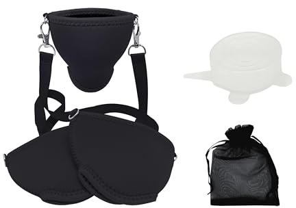 Eff Em Concept XL Weinglas-Halter für den Hals Weinglashalterung aus Neopren mit Halstrageband Auslaufschutz und Aufbewahrung für Weinwanderung Weinfeste Junggesellenabschied Party (Schwarz 3er Set)