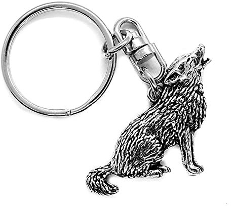 SWORLDesigns Porte-clés Loup Hurlant en étain avec Pochette Cadeau