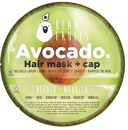 Bear Fruits Avocado Reparatur + Nährpflege Haarmaske mit wiederverwendbarer Haube, 20ml