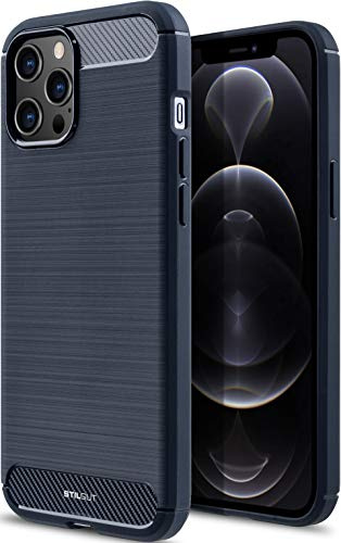 STILGUT Schutzhülle aus Carbon, kompatibel mit iPhone 12 Pro Max, TPU, ultradünn, leicht und rutschfest, Carbonfaser-Look, Grün