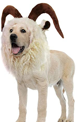 Lustiges Rentier-Kostüm für Hunde, niedliche pelzige Haustierperücke für Halloween, Weihnachten, Haustier-Kleidung, Zubehör (M, Ziege)