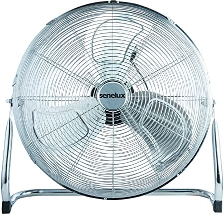 Senelux Ventilador de Suelo Cromado - 20 Pulgadas, Eléctrico Portátil para Hogar/Gimnasio/Oficina