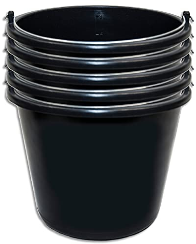 Wohnkult 5x Stella Bucket Baueimer für die Baustelle - schwarz (5 Liter)