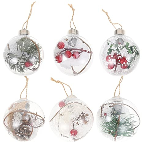 SOLUSTRE 6 Stücke Weihnachtskugeln LED Christbaumkugeln Beleuchtet Weihnachtsbaum Kugeln Baumkugeln Weihnachtsanhänger Baumschmuck für DIY Xmas Winter Deko Weihnachtsdeko