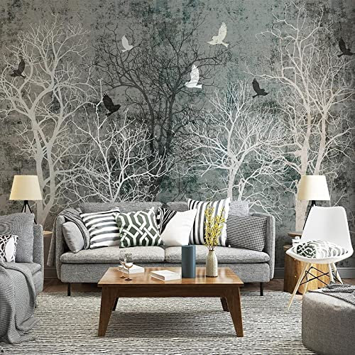 XTSWallpaper Auto-Adhésif Pvc Papier Peint Photo 3D 400X280Cm Rétro Plantes Arbres Stickers Muraux 3D Fond D'Écran Stéréo De Walls Art Fond Mur Papier Peint 3D Personnalisé Salon Murale