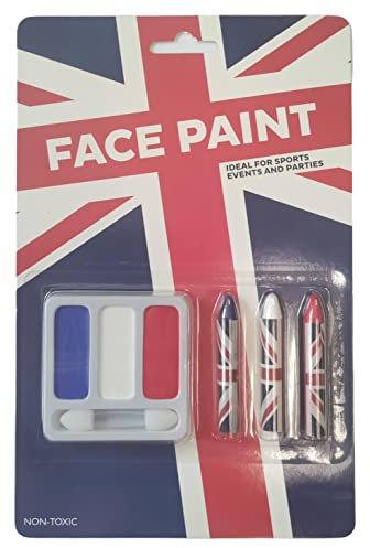 PMS Union Jack Face Paint & Crayons Red White & Blue Queens Jubilee Fancy Dress Party