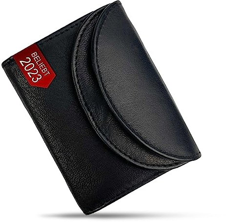 FLEXIBILITE® Kleines Portemonnaie Damen Leder – Mini Geldbörse Herren mit RFID Schutz – [Das Orginal 2026] – Kleine Geldbörse mit 2 Kartenfächern & Münzfach – Kinderportmonee Jungen Mädchen – Schwarz