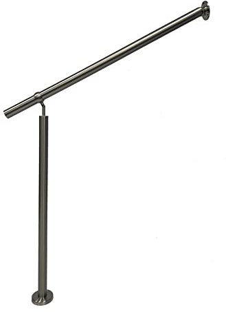 Handlauf auf 1 Pfosten mit Wandbefestigung aus Edelstahl V2A, 1-1,5 m, aufgesetzte Montage (100 cm)