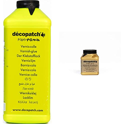 Décopatch PP600AO - Un pot de Vernis colle PaperPatch 600 ml & VA180AO - Un pot de Vernis vitrificateur aquapro 180 ml, aspect Satiné