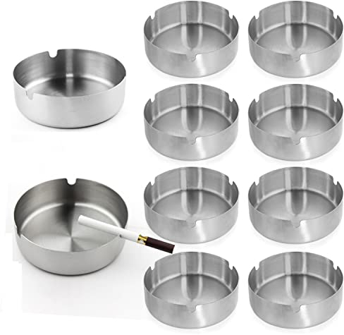 Qualsen 10 Stücke Aschenbecher für draussen,aschenbecher Edelstahl Für Den Außen- Und Heimgebrauch,aschenbecher Metall,für Das Home Office, Den Desktop, Die Terrasse, Den Balkon Im Freien(10cm)