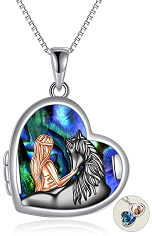 YAFEINI Pferd Medaillon Halskette Mädchen Anhänger Pferd Medaillon Kette 925 Sterling Silber Schmuck Geschenk für Damen Freund (Schwarz Pferd Medaillon Halskette)