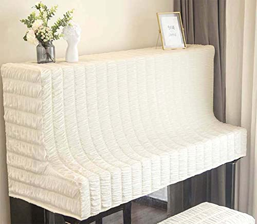 Klavier-Staubschutz, aufrechte Klavierabdeckung, dehnbare gestrickte Klavierabdeckung, staubdichtes Schutztuch für vertikales Klavier (Klavierabdeckung, weiß)