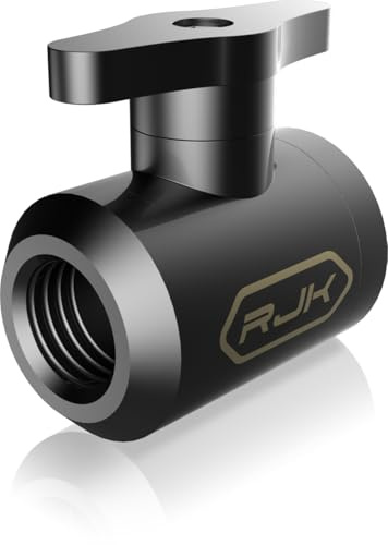 RJK - DRAINING VALVE BLACK für PC Wasserkühlung, Hochfluss-Dichtungsfreies Messingventil, G1/4 Gewinde, Einfache DIY Installation