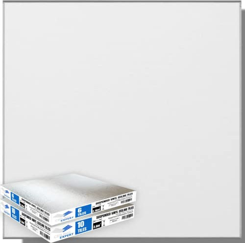 Suspended Vinyl Ceiling Tiles 595mm x 595mm x 7mm EASYCLEAN & Wipeable 600mm x 600mm Pack of 16 Tiles for 5.76m2 Area