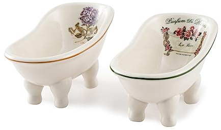 Retro-Seifenschale aus Keramik für die Dusche – 2 Stück – 14 cm Porzellan, Mini-Badewanne, selbstentleerender Seifenhalter für Heimdekoration, Vintage-Dekortativ-Tablett, für den Außenbereich, kleine
