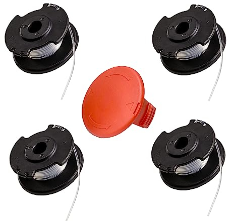 Viilich 4 Stück Ersatzfadenspule,für Einhell Akku-Rasentrimmer GE-CT 18/28 Li,GE-CT 18/28 Li TC und GE-CT 18/260 Li,für Einhell Ersatzfadenspule TLE-03,Spulenabdeckung TLE-03-1(4 spule+1 abdeckung)