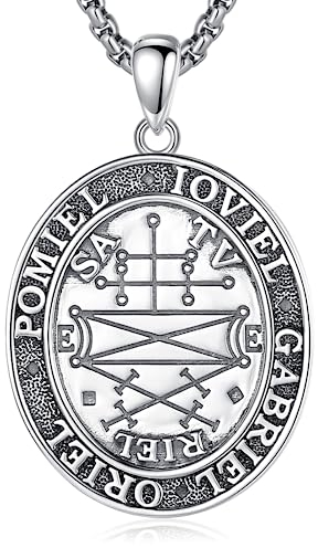 INFUSEU Erzengel Amulett, 925 Sterling Silber Engelsschutz Anhänger Spiritueller Schmuck mit Erzengel Symbol für GABRIEL/POMIEL/LOVIEL/ORIEL Engel Geschenk für Männer