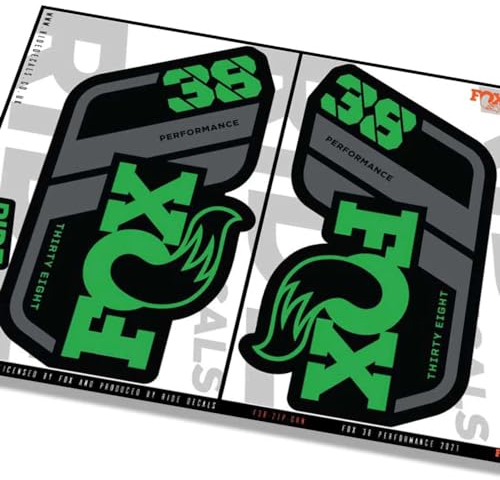 Fox 38 Performance 2021 Fork Decals - Green - Licensed by Fox GLOSS