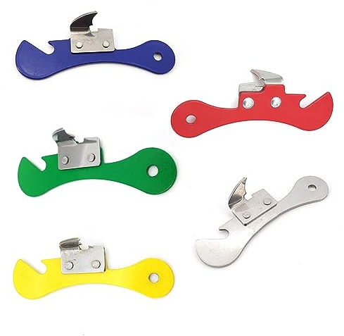 Metal, Plateado 5 Piezas Abrelatas Ligero de Mano, Abre Tapas, Abre Cristales de Acero Inoxidable, Abre Latas Ayudante de Cocina