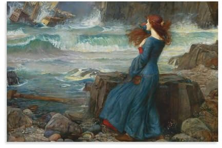 John William Waterhouse Painters' Works Miranda The Tempest, bedrucktes Leinwand-Poster, ästhetischer Druck, Kunst, Wandgemälde, Leinwand, Geschenke, moderne Schlafzimmer-Dekoration, 20 x 30 cm