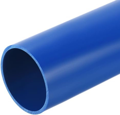 sourcing map PVC Rigid Tube Round Pipe Hardware Tubing 45.2mm ID 50mm(2 inch) OD 350mm Blue High Impact for Water Pipe Crafts Cable Sleeve