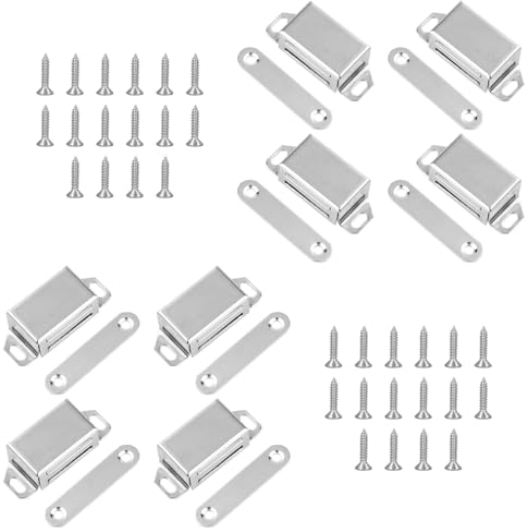 8 Pcs Imanes para Puerta de Armario Cierre Magnetico Extra Fuerte, Imanes para Puerta, Imanes para Armario Acero Inoxidable, Imanes para Muebles, Juego de Cierre Magnetico con Tornillos