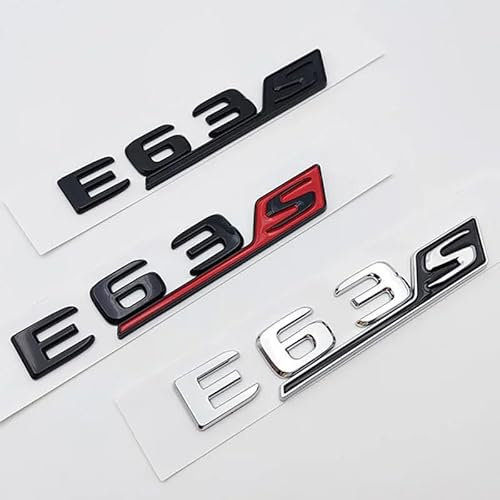 NIBOTT 3D ABS Schwarz Chrom Auto Hinten Stamm Abzeichen Aufkleber E63S Emblem Logo Aufkleber Passend for Mercedes E63S AMG W212 w213 Buchstaben Zubehör (Color : E63S Red)